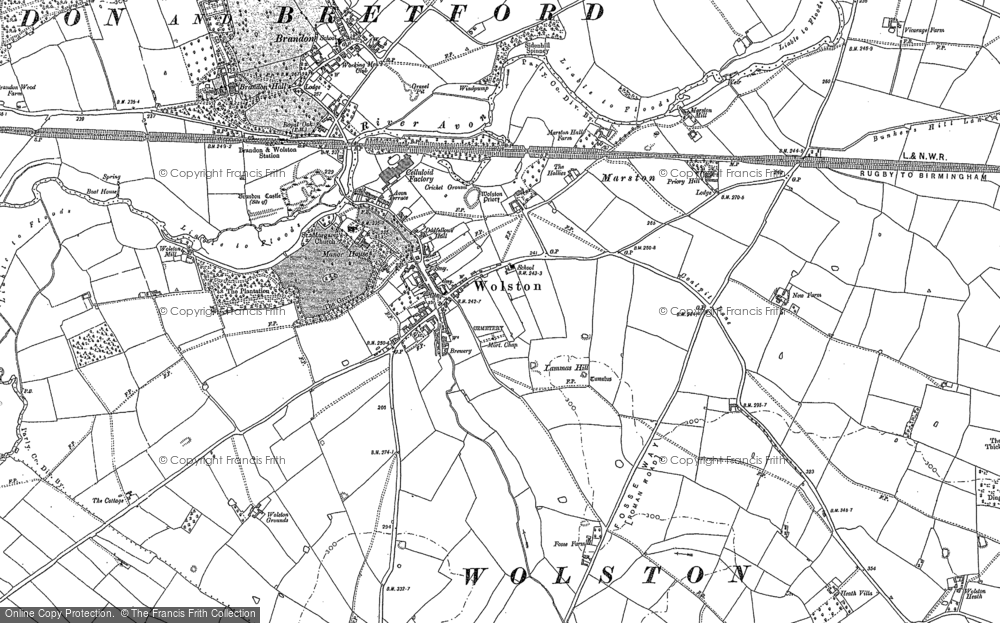 Old Map of Wolston, 1886 in 1886