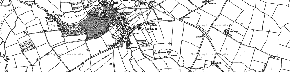 Old map of Wolston in 1886
