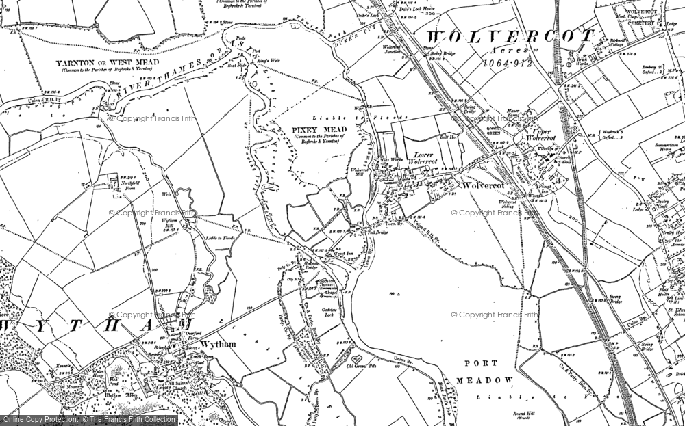 Old Map of Historic Map covering Upper Wolvercote in 1898