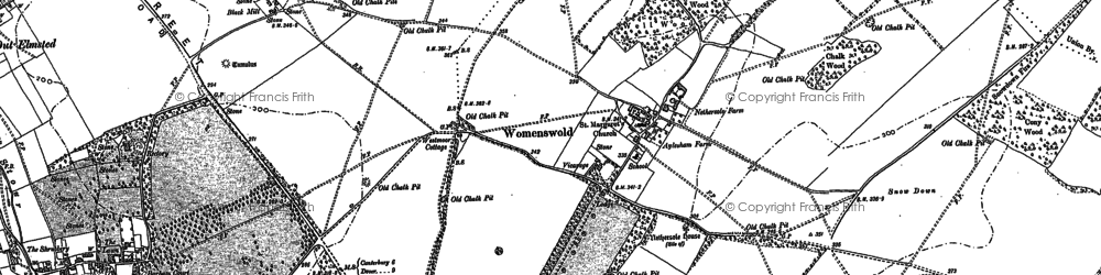Old map of Womenswold in 1896