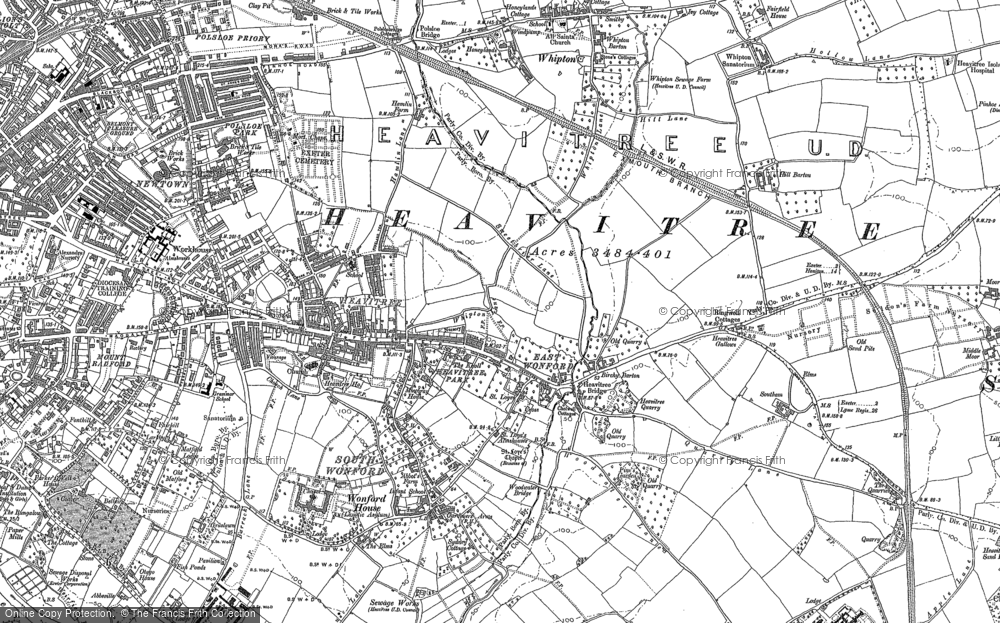 Old Map of Wonford, 1887 in 1887