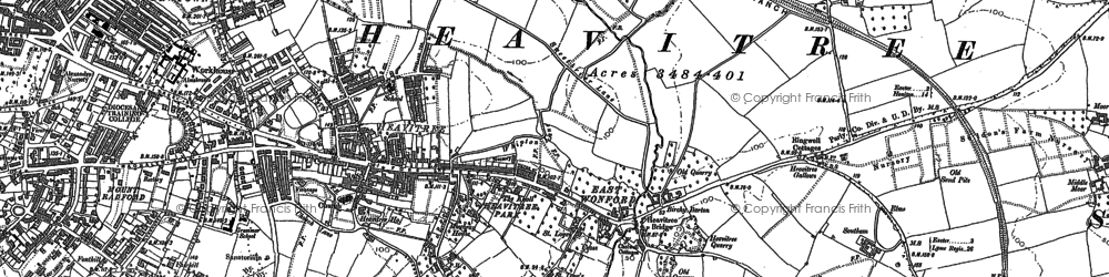 Old map of Wonford in 1887