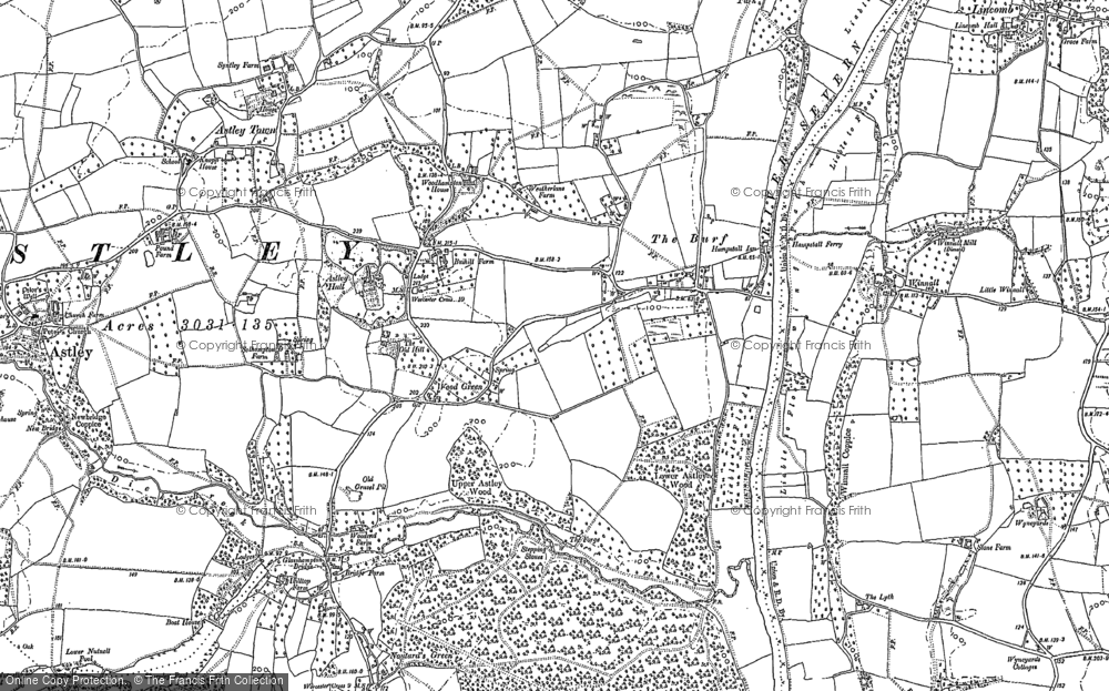 Old Map of Historic Map covering Woodhampton Ho in 1883