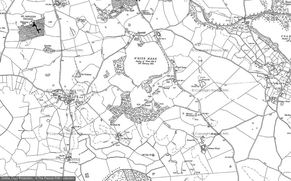 Old Map of Historic Map covering Blake Mere in 1874