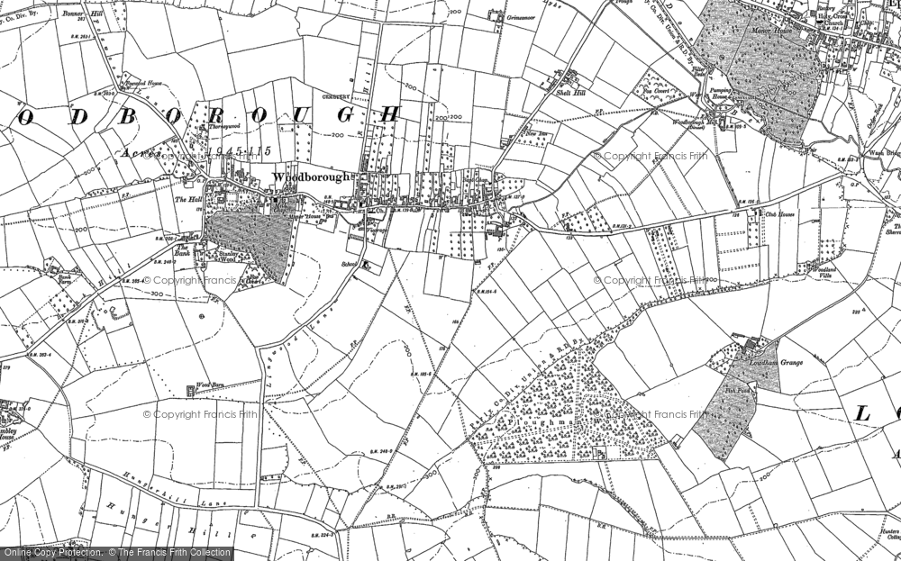 Old Map of Woodborough, 1883 in 1883
