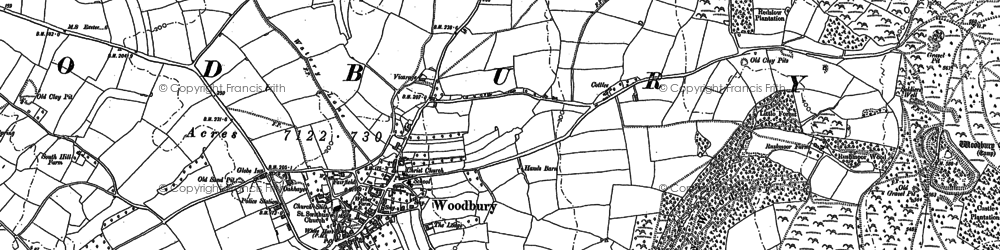 Old map of Woodbury Castle in 1888