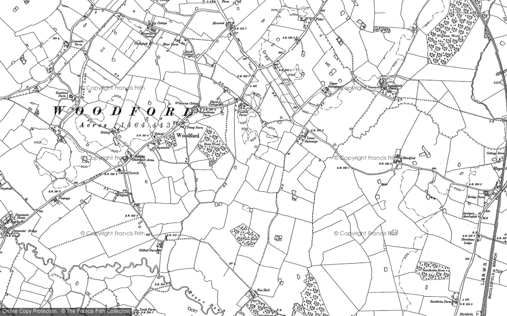 Old Map of Historic Map covering Woodford Aerodrome in 1896