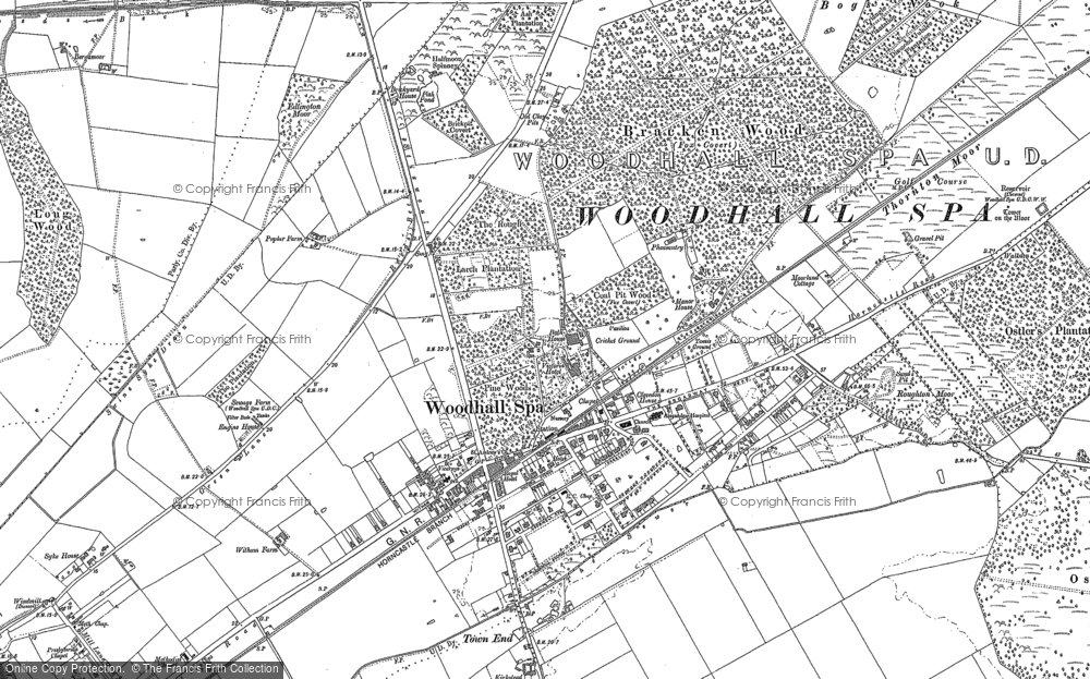 Old Map of Historic Map covering Bracken Wood in 1887