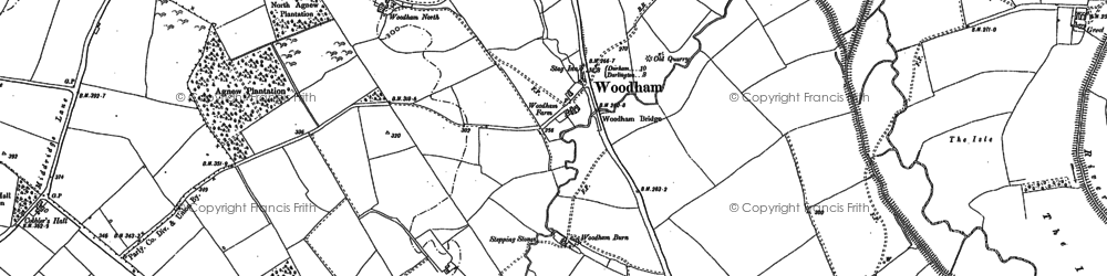 Old map of Woodham Burn in 1896