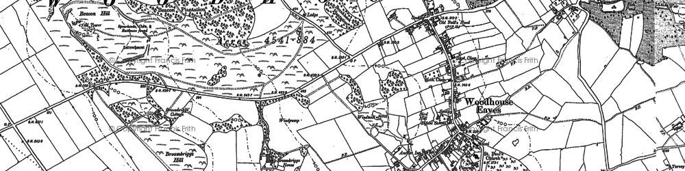 Old map of Woodhouse Eaves in 1883