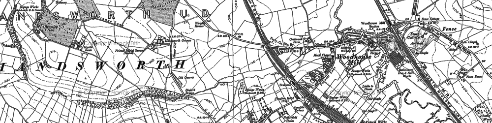 Old map of Woodhouse Mill in 1890