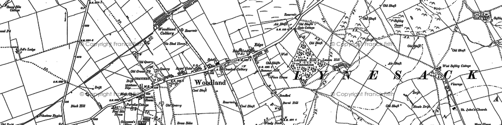 Old map of Woodland in 1896