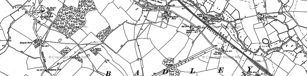 Old map of Badley Hill in 1884