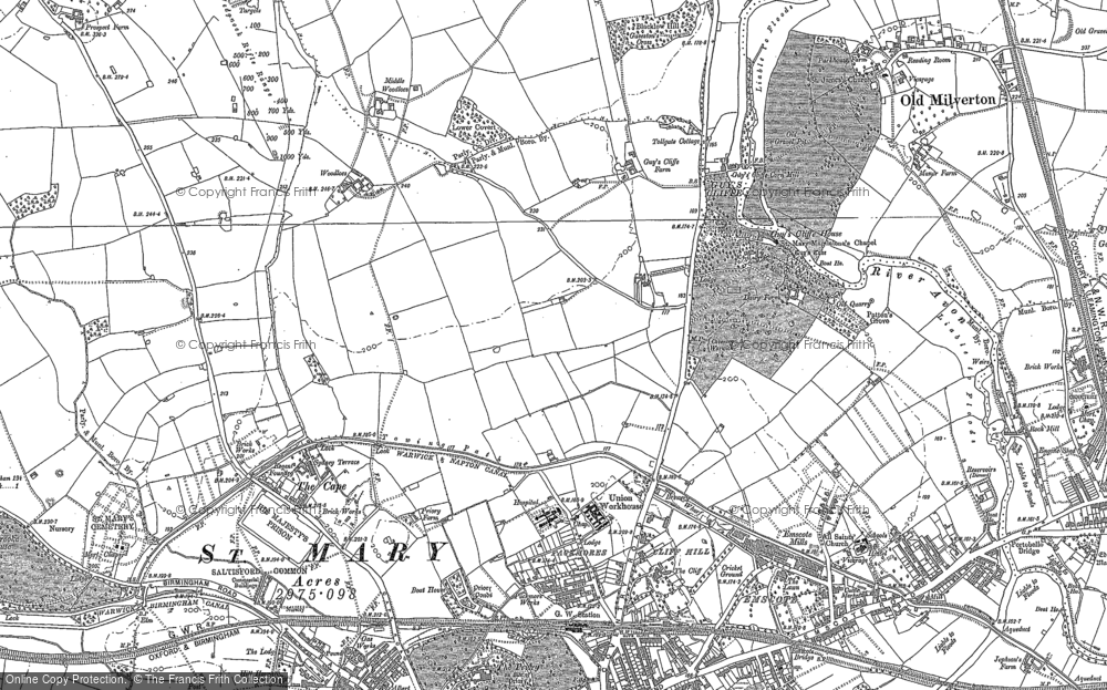 Old Map of Historic Map covering Guy's Cliffe in 1886