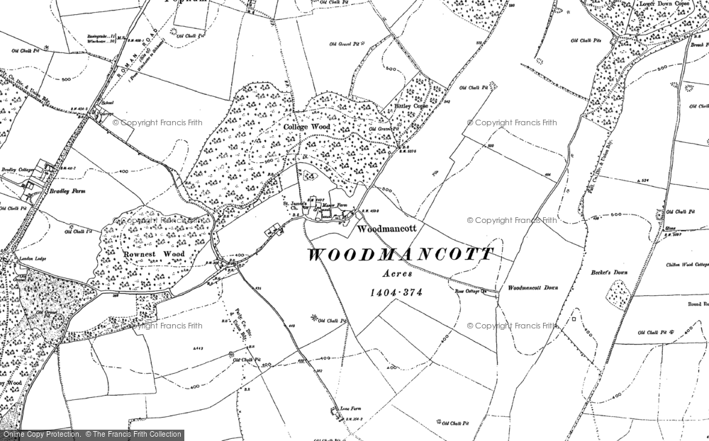 Old Map of Historic Map covering Becket's Down in 1894