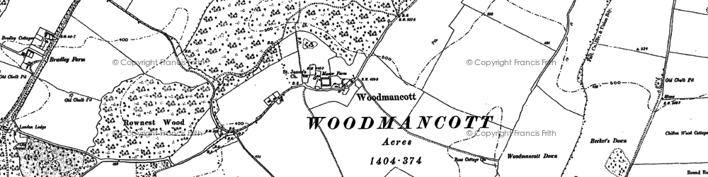 Old map of Woodmancott in 1894