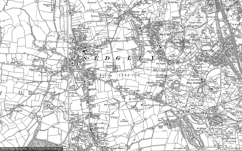 Old Map of Historic Map covering Bramford in 1881