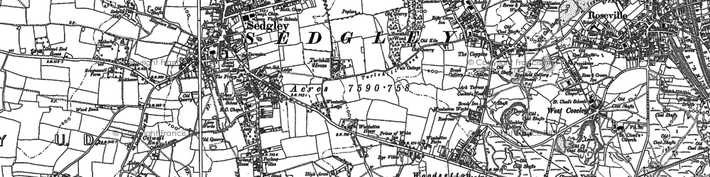 Old map of Bramford in 1881