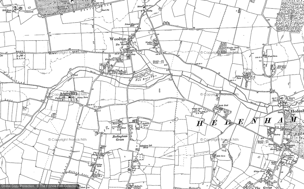 Old Map of Historic Map covering Woodton Lodge in 1881