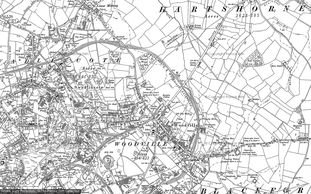 Old Map of Historic Map covering Broomy Furlong in 1900