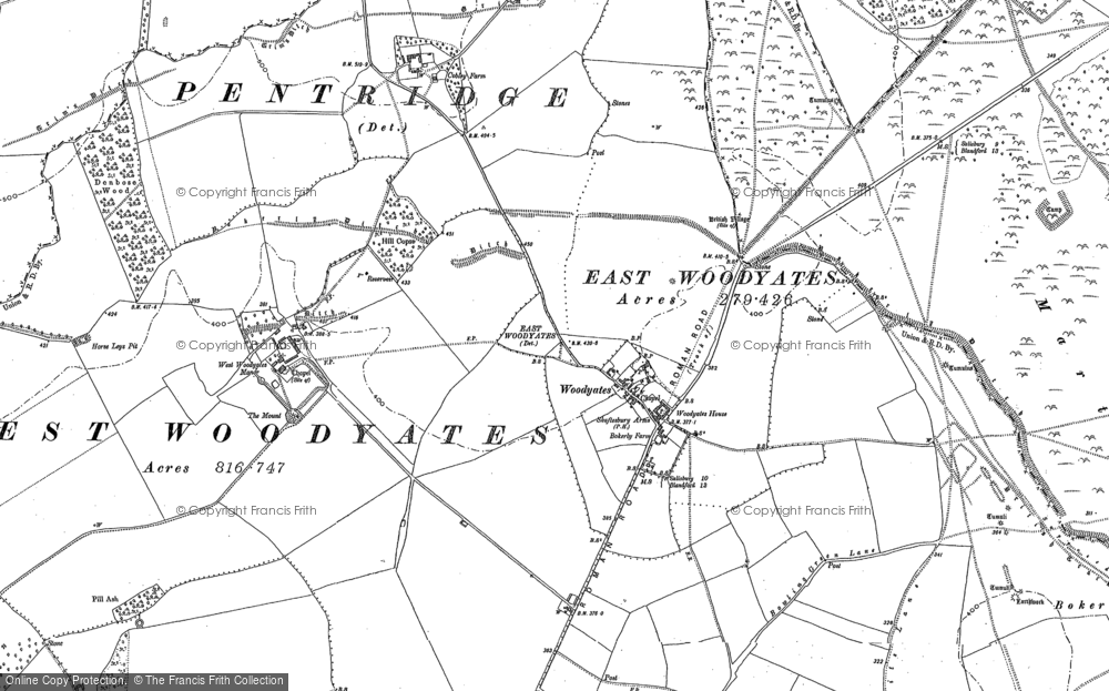 Old Map of Historic Map covering Bokerley Ditch in 1900