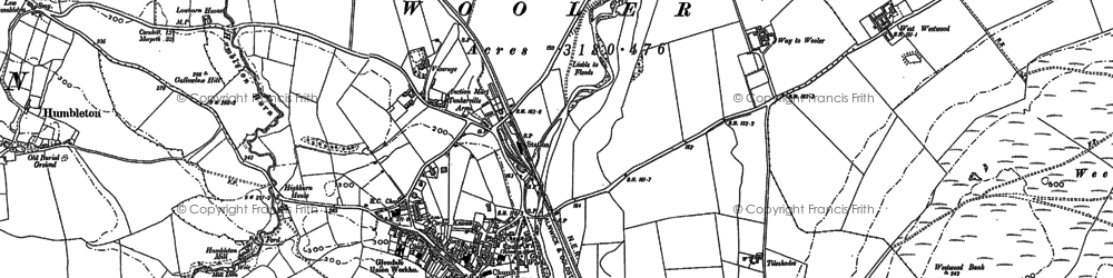 Old map of Wooler in 1896