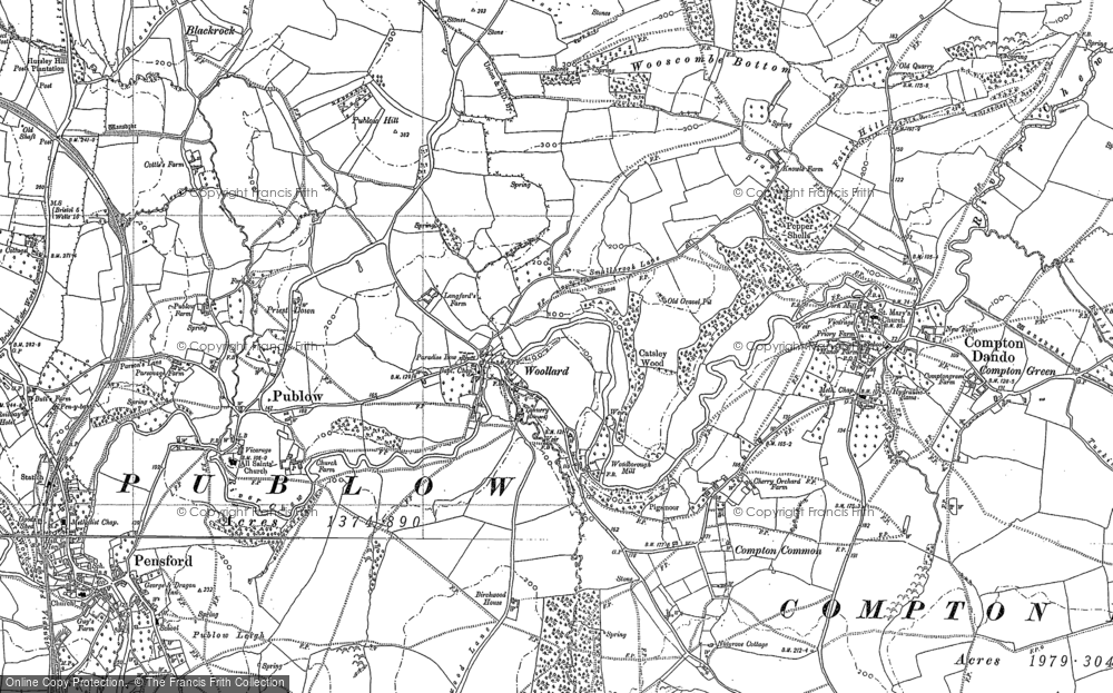 Old Map of Historic Map covering Wooscombe Bottom in 1882