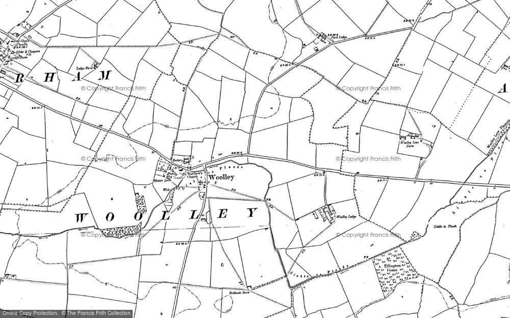 Old Map of Historic Map covering Woolley Hill in 1887