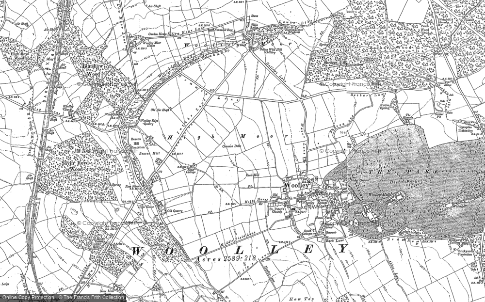 Old Map of Historic Map covering Woolley Hall College in 1891