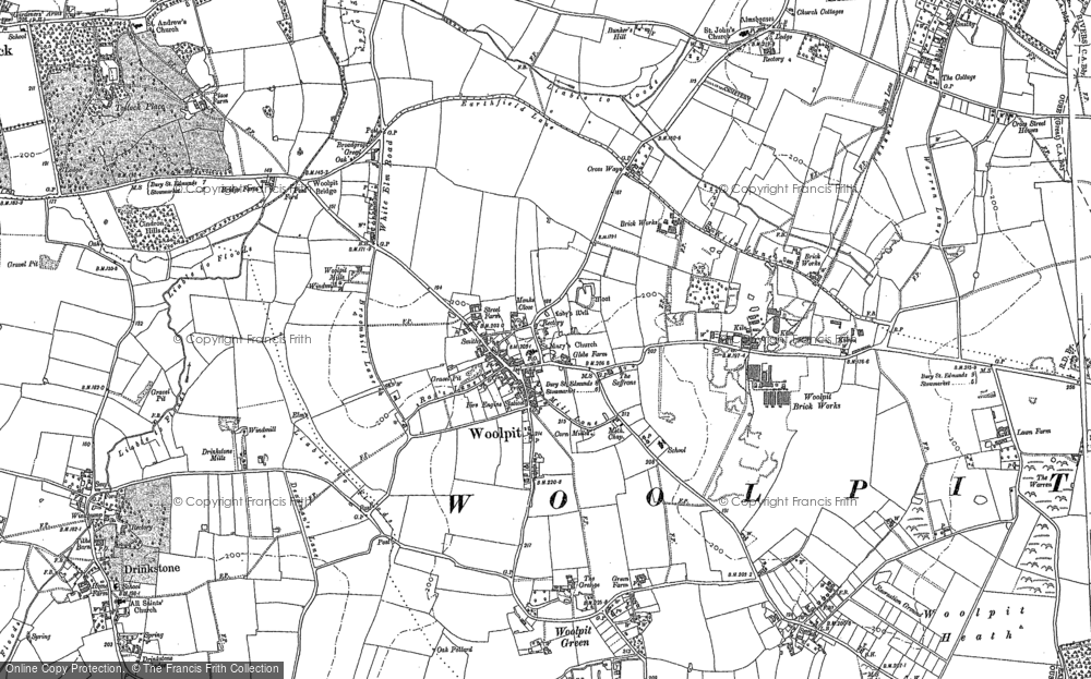 Old Map of Woolpit, 1883 in 1883