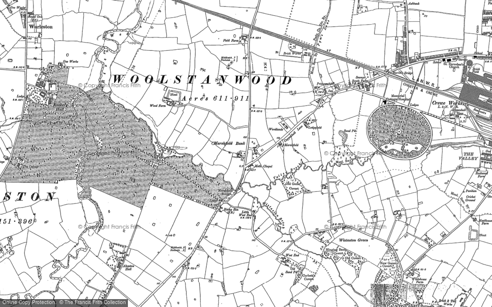 Old Map of Woolstanwood, 1897 in 1897