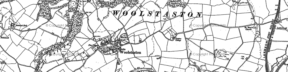 Old map of Woolstaston in 1882