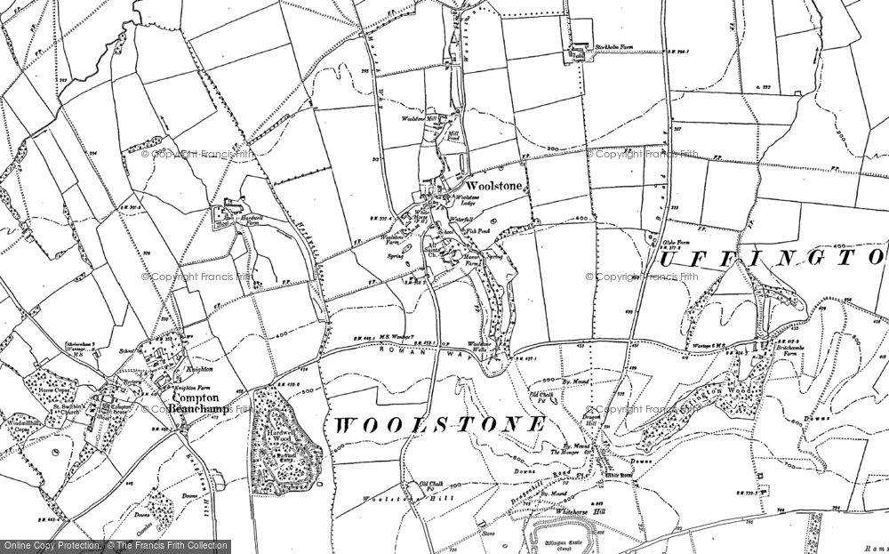 Old Map of Historic Map covering Woolstone Lodge in 1898