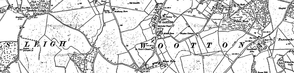 Old map of Wootton in 1910