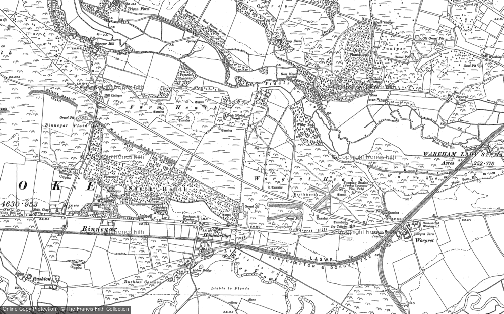 Old Map of Worgret Heath, 1887 in 1887