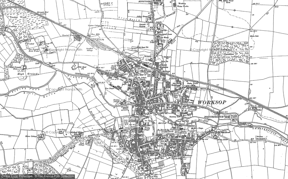 Old Map of Worksop, 1897 in 1897