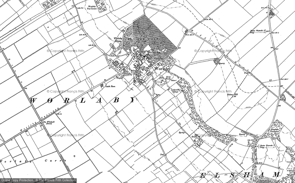 Old Map of Historic Map covering Worlaby Carrs in 1886