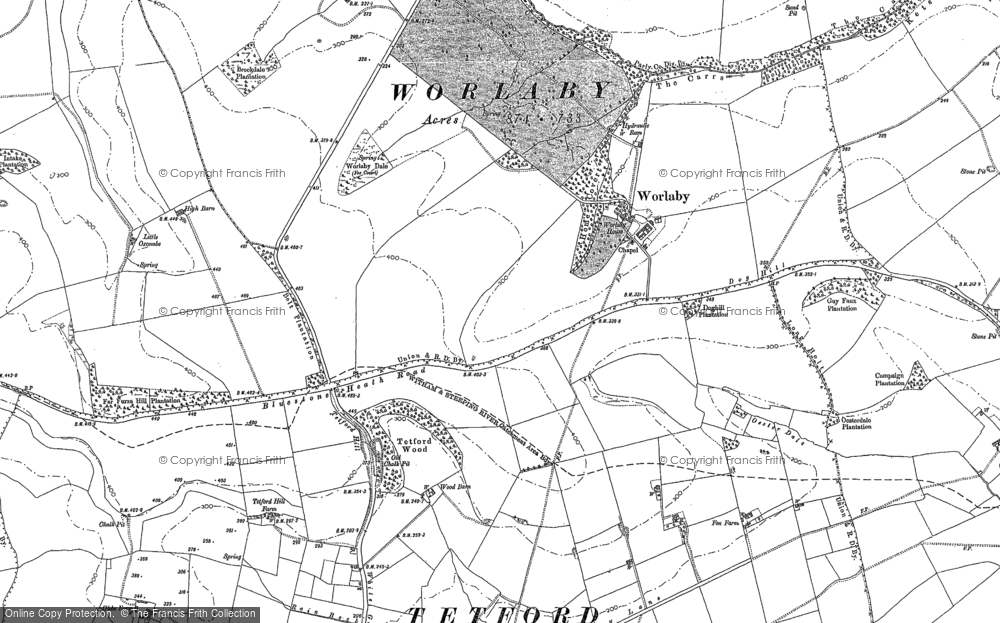 Old Map of Historic Map covering Bluestone Heath Road in 1888