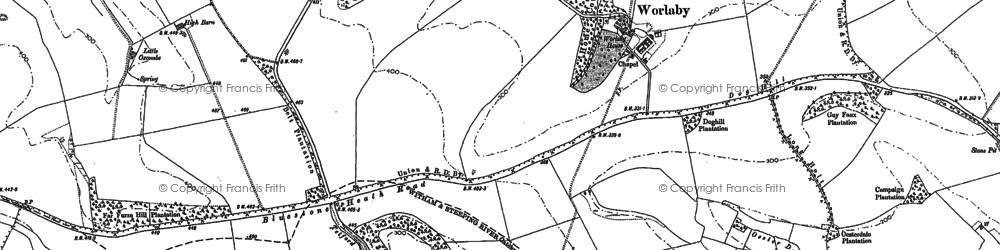 Old map of Bluestone Heath Road in 1888