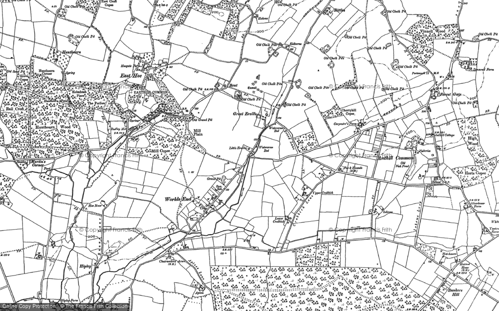Old Map of Historic Map covering Hoe Gate in 1895