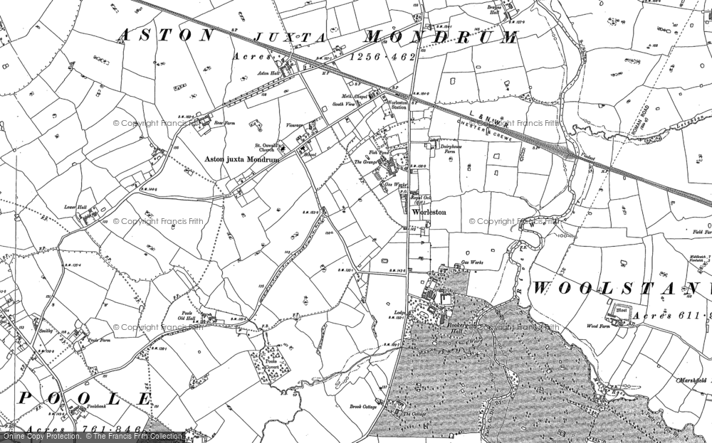 Old Map of Historic Map covering Poole Hall in 1897
