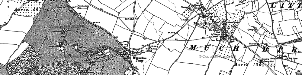 Old map of Wormelow in 1886