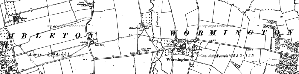 Old map of Wormington in 1883