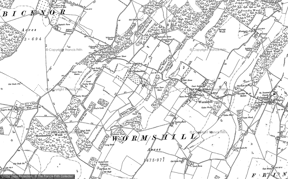 Old Map of Historic Map covering Black Post in 1896