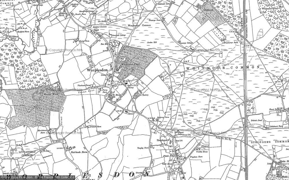 Old Map of Historic Map covering Whitmoor Common in 1895