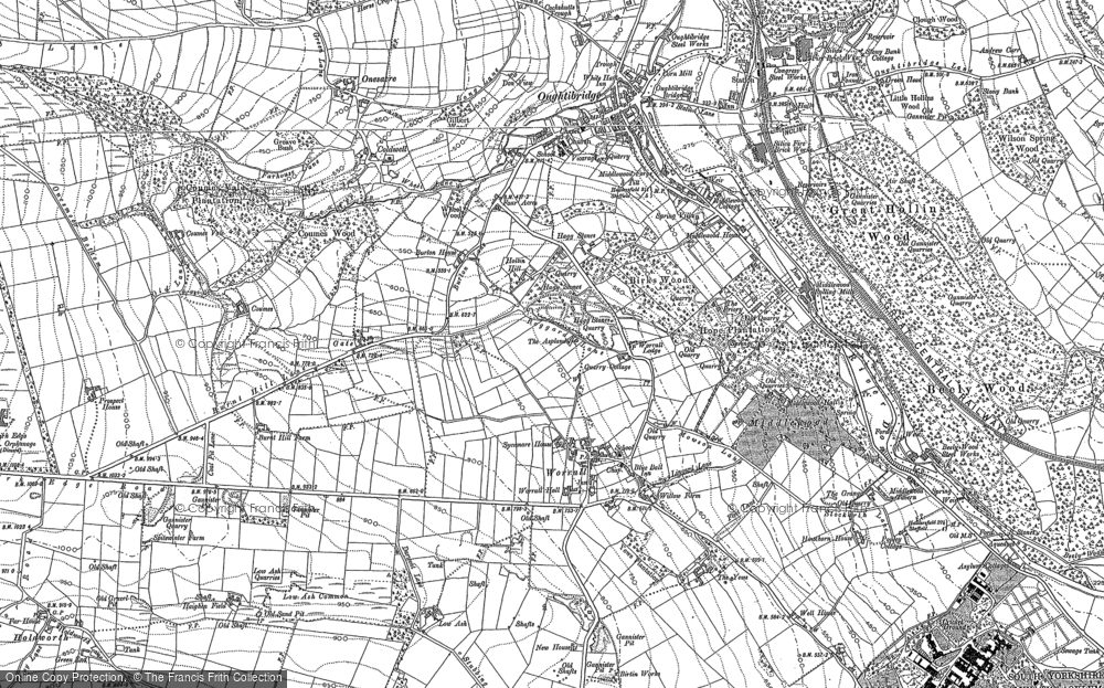 Old Map of Historic Map covering Beeley Wood in 1890