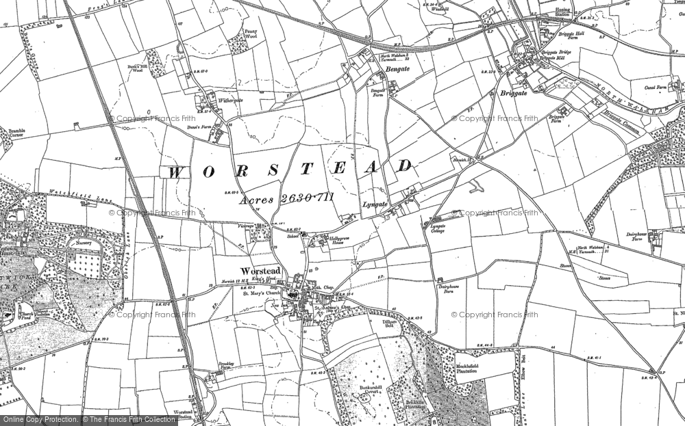 Old Map of Worstead, 1884 - 1885 in 1884