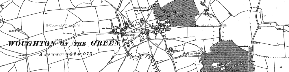 Old map of Woolstone in 1924