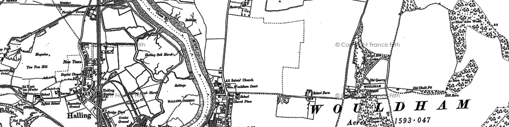 Old map of Wouldham in 1895