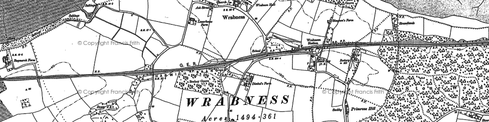 Old map of Wrabness Hall in 1902